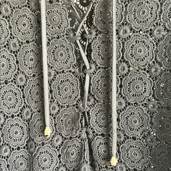 Miguelina Serena Black Crocheted Lace Coverup Dress | M - Picture 4 of 6